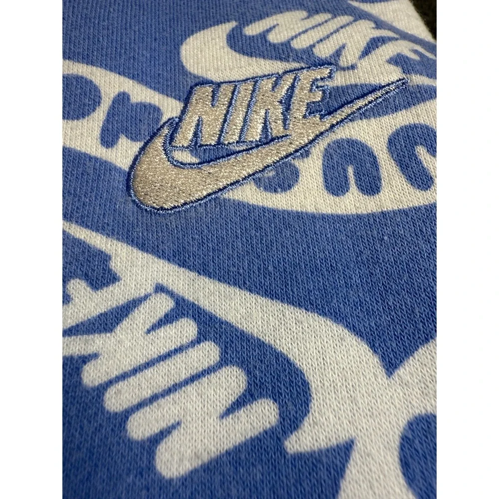 Kids Nike All Over Logo Print Hoodie Pullover‎ Blue White Size S 4-5 Years